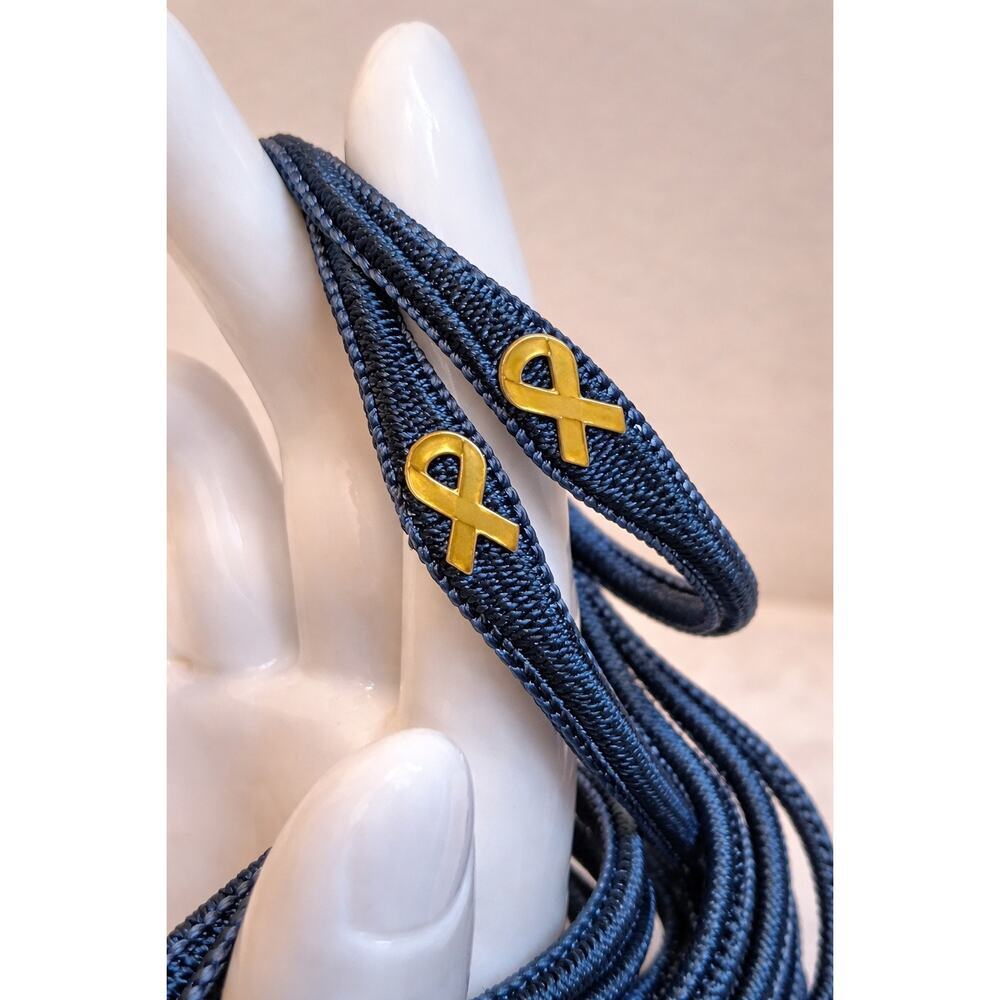 8 Pc Navy Wrap Bracelet Set | Gold Ribbon Detail | Breast Cancer Awareness - Picture 2 of 3